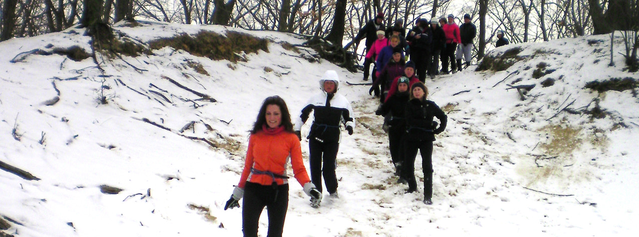 Cari Draft leads an EcoTrek session during the winter months